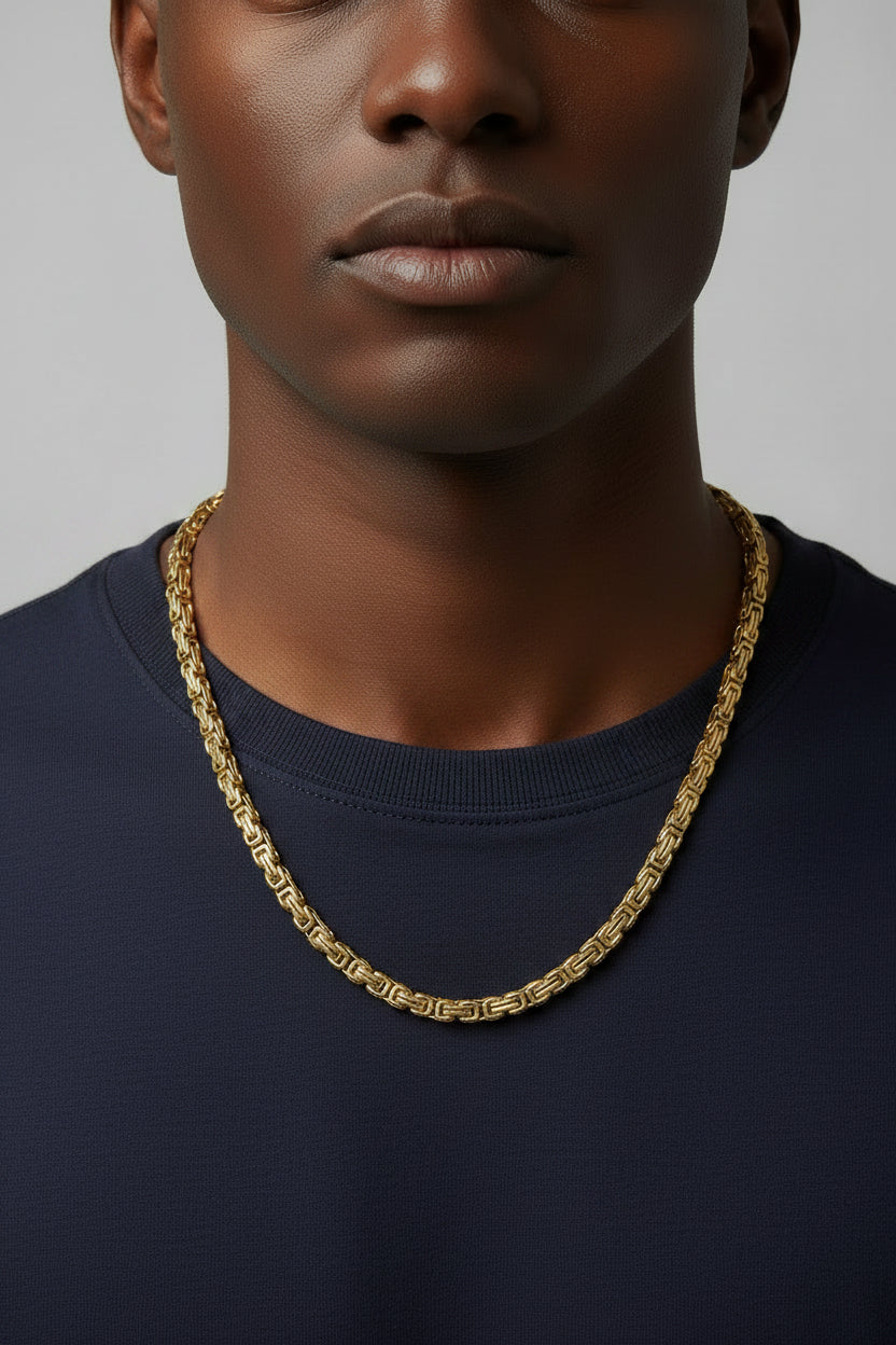 18K Gold PVD Byzantine Chain (Stainless Steel) — 26" • 6mm