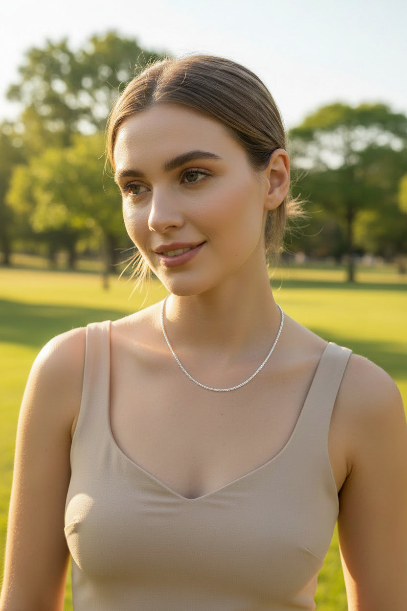 Silver Rope Chain Necklace (Stainless Steel)