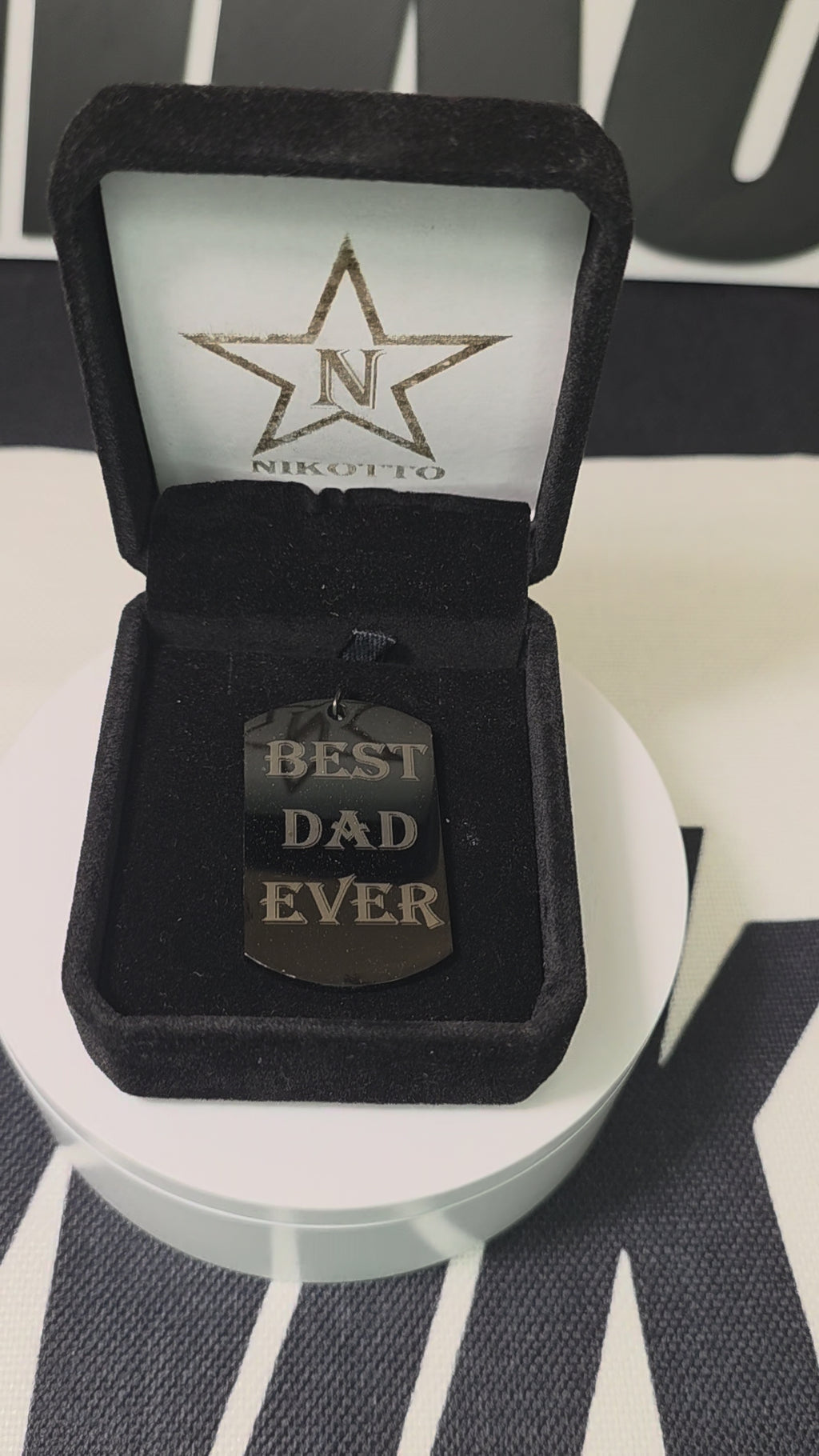 Custom Engraved Dog Tag Necklace — 24" Chain Included (Black, Gold, Silver) Best Dad Ever